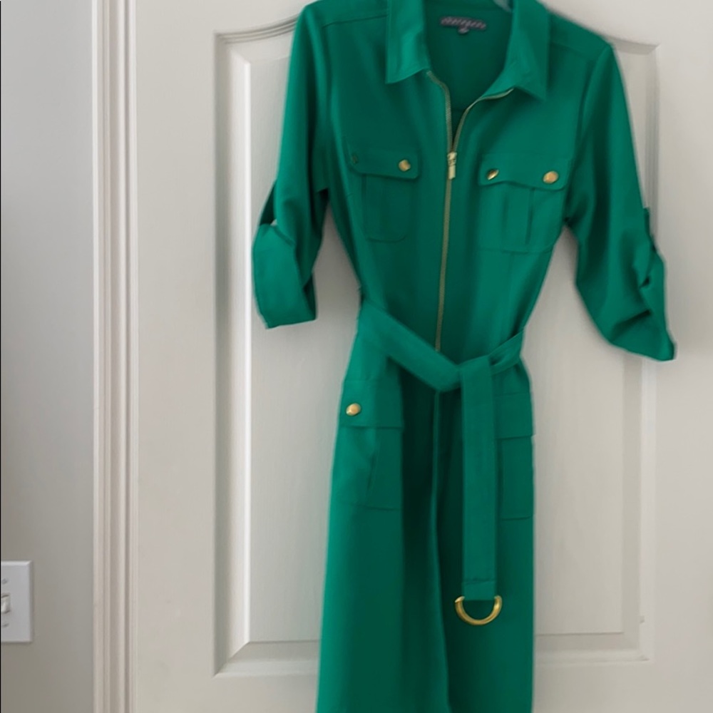 3/4 belted shirt dress with cargo pockets